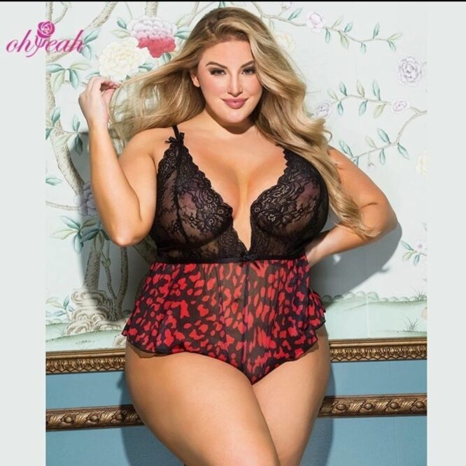 Oh Yeah! Plus Size Sleepwear Floral Print Lingerie V-Neck Nightwear M/L