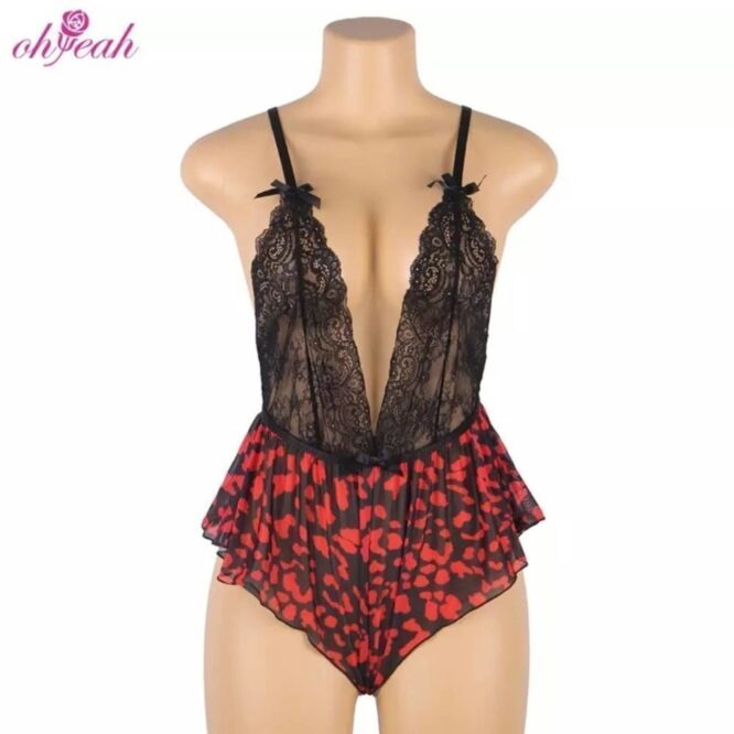 Oh Yeah! Plus Size Sleepwear Floral Print Lingerie V-Neck Nightwear M/L