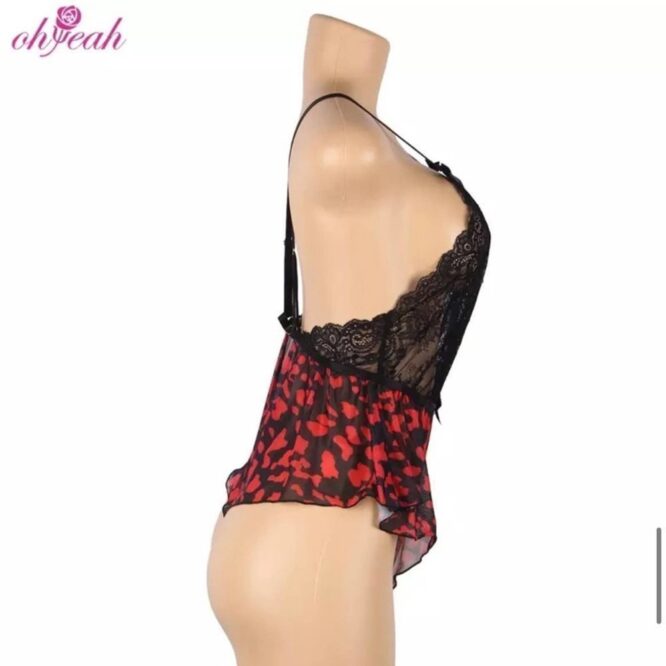 Oh Yeah! Plus Size Sleepwear Floral Print Lingerie V-Neck Nightwear M/L