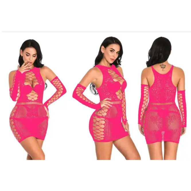 New Plus Size Women's Sexy Jumpsuits Sexy Bodycon Dress Fuchsia -1XL