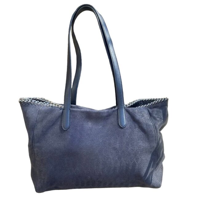 Stella McCartney Shaggy Deer East West Falabella Shopper Tote Navy Blue Pristine