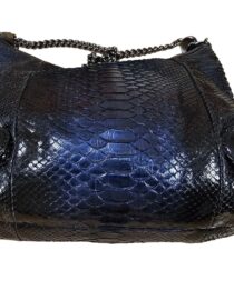 GUCCI Rare Exotic Python Leather Hobo Large Metallic Blue NWOT