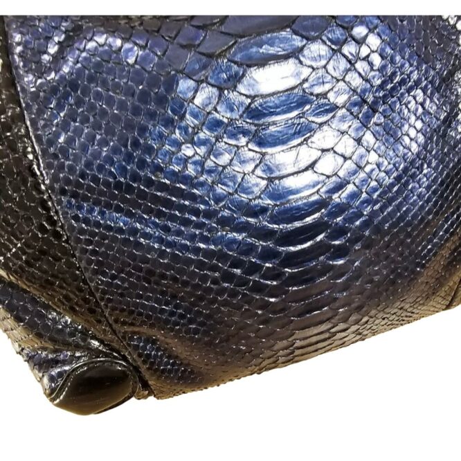 GUCCI Rare Exotic Python Leather Hobo Large Metallic Blue NWOT