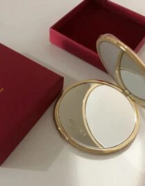 Gucci Gold Monogram engraved compact mirror With BOX NEW