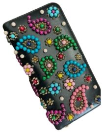 Limited Christian Louboutin Zip Around Wallet Black Colorfull Studs Paisley EUC