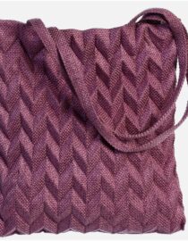 Minimalist Reto Classic Pineapple Pleated Detail Tote Hand Bag Purple NWT