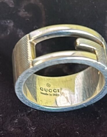 Gucci GG Silver 925 Logo Ring Size 5.25