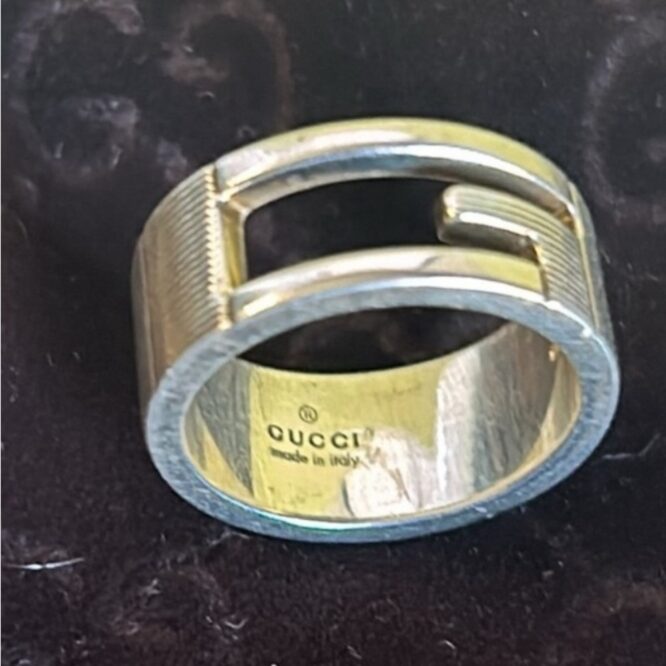 Gucci GG Silver 925 Logo Ring Size 5.25