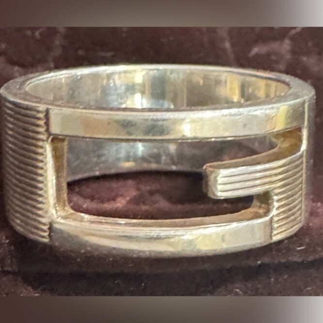 Gucci GG Silver 925 Logo Ring Size 5.25