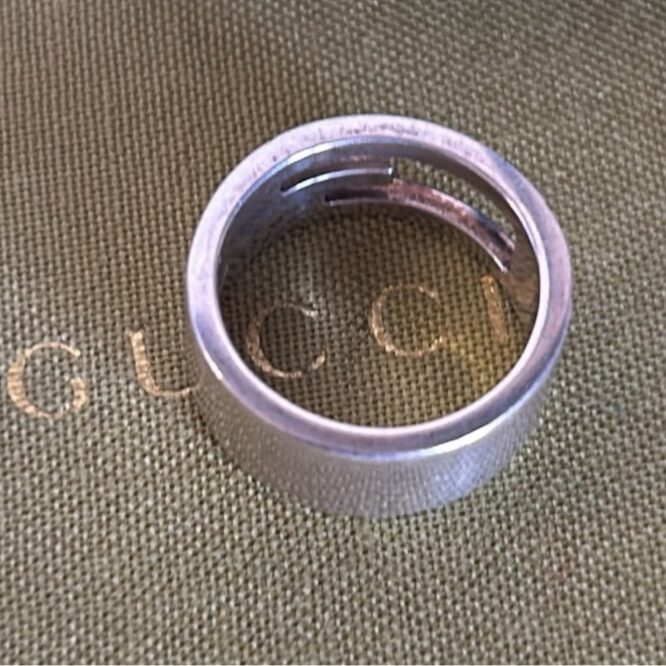 Gucci GG Silver 925 Logo Ring Size 5.25