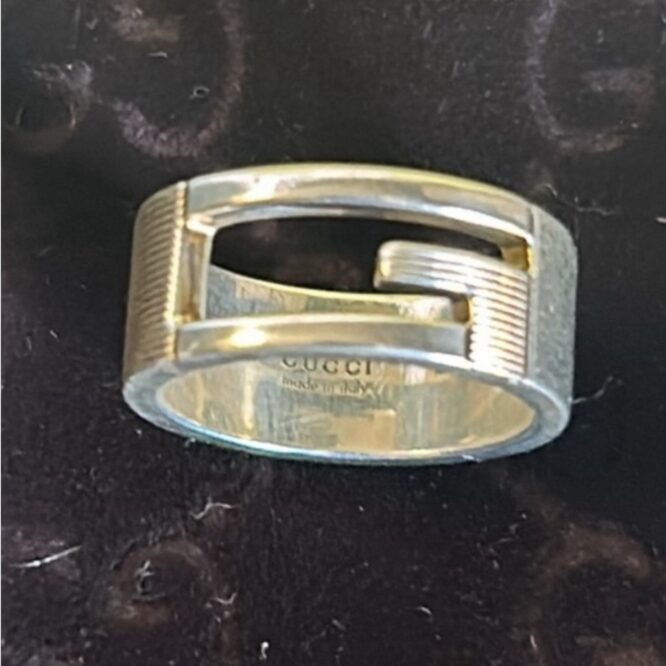 Gucci GG Silver 925 Logo Ring Size 5.25