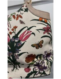 GUCCI Floral Bamboo Handle Multicolor Canvas Hand Bag Purse w Dust Bag PRISTINE