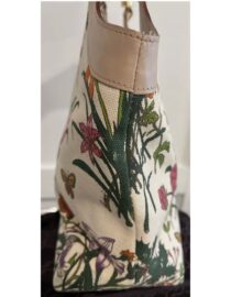 GUCCI Floral Bamboo Handle Multicolor Canvas Hand Bag Purse w Dust Bag PRISTINE