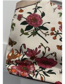 GUCCI Floral Bamboo Handle Multicolor Canvas Hand Bag Purse w Dust Bag PRISTINE