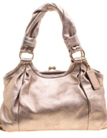 Vintage Coach Parker KISSLOCK EUC Metallic Pink Leather Champagne