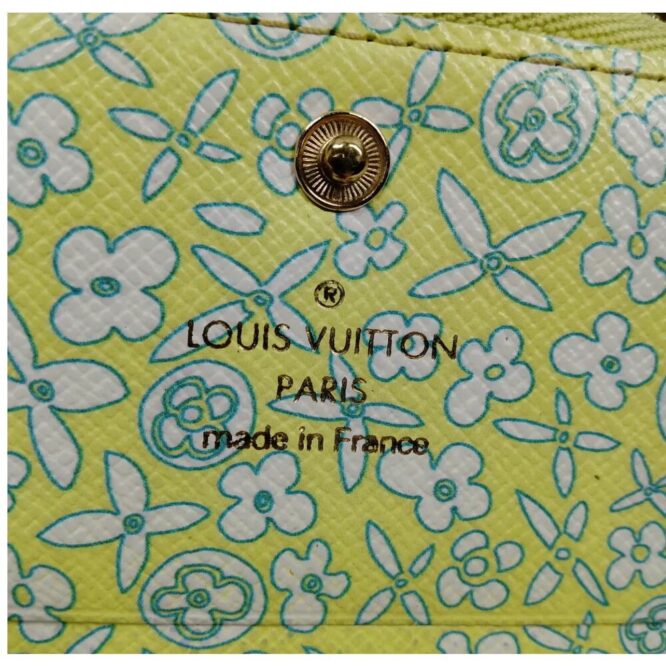 LOUIS VUITTONVert Monogram Canvas Fleuri Insolite PM Compact Wallet EUC