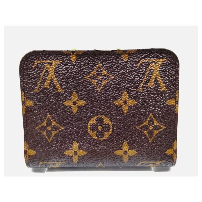 LOUIS VUITTONVert Monogram Canvas Fleuri Insolite PM Compact Wallet EUC