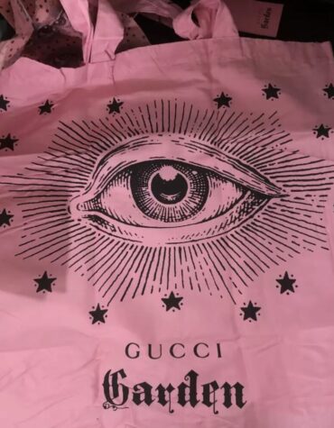 Gucci Novelty Tote Bag with Notebook with Garden Eye Gift Shopping Bag Pink