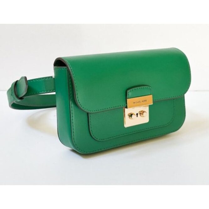 Michael Kors Sloan Editor Small Flap Belt Bag Clutch Green FULL INCLUSION