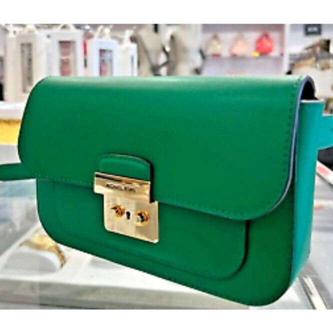 Michael Kors Sloan Editor Small Flap Belt Bag Clutch Green FULL INCLUSION