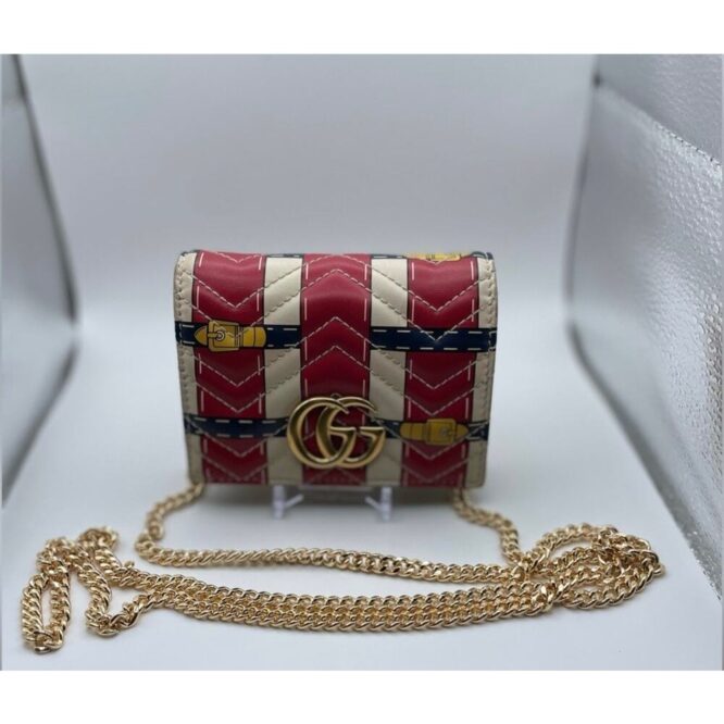 RARE GUCCI Marmont Trompe l'oeil Printed Leather Card Case Wallet