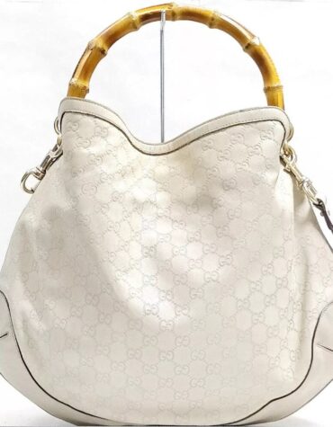 Gucci White Bamboo Guccissima Peggy Satchel Blanco Crudo W Original Strap