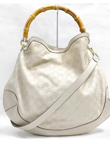 Gucci White Bamboo Guccissima Peggy Satchel Blanco Crudo W Original Strap