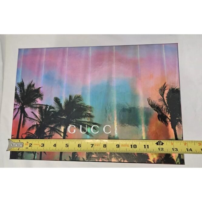 AUTHENTIC GUCCI Empty Gift Box Hologram Blue Pink Palm Trees