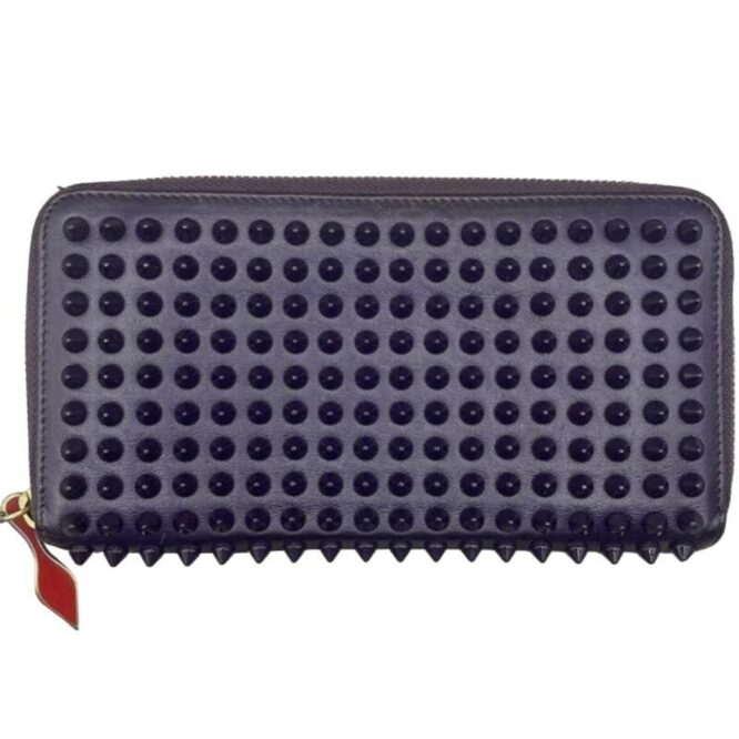 COPY - Christian Louboutin Wallet Zip Purple Leather Panettone EUC