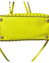 VALENTINO GARAVANI Vitello Medium Rockstud Tote Yellow Fluo