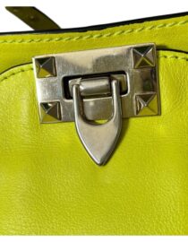 VALENTINO GARAVANI Vitello Medium Rockstud Tote Yellow Fluo