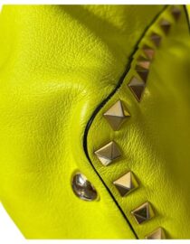 VALENTINO GARAVANI Vitello Medium Rockstud Tote Yellow Fluo