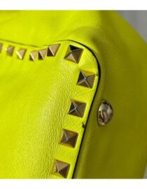 VALENTINO GARAVANI Vitello Medium Rockstud Tote Yellow Fluo