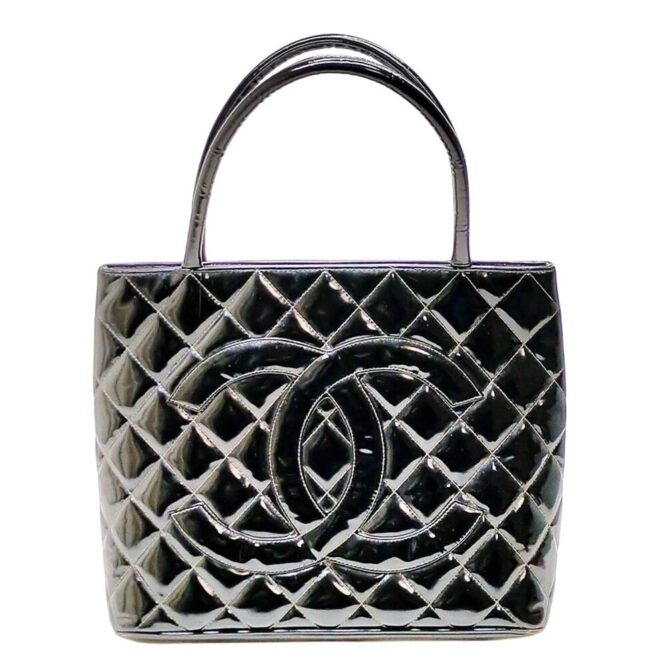 Chanel Black Enamel Tote EUC