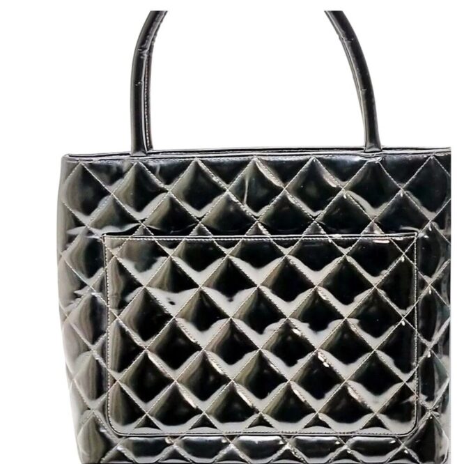 Chanel Black Enamel Tote EUC